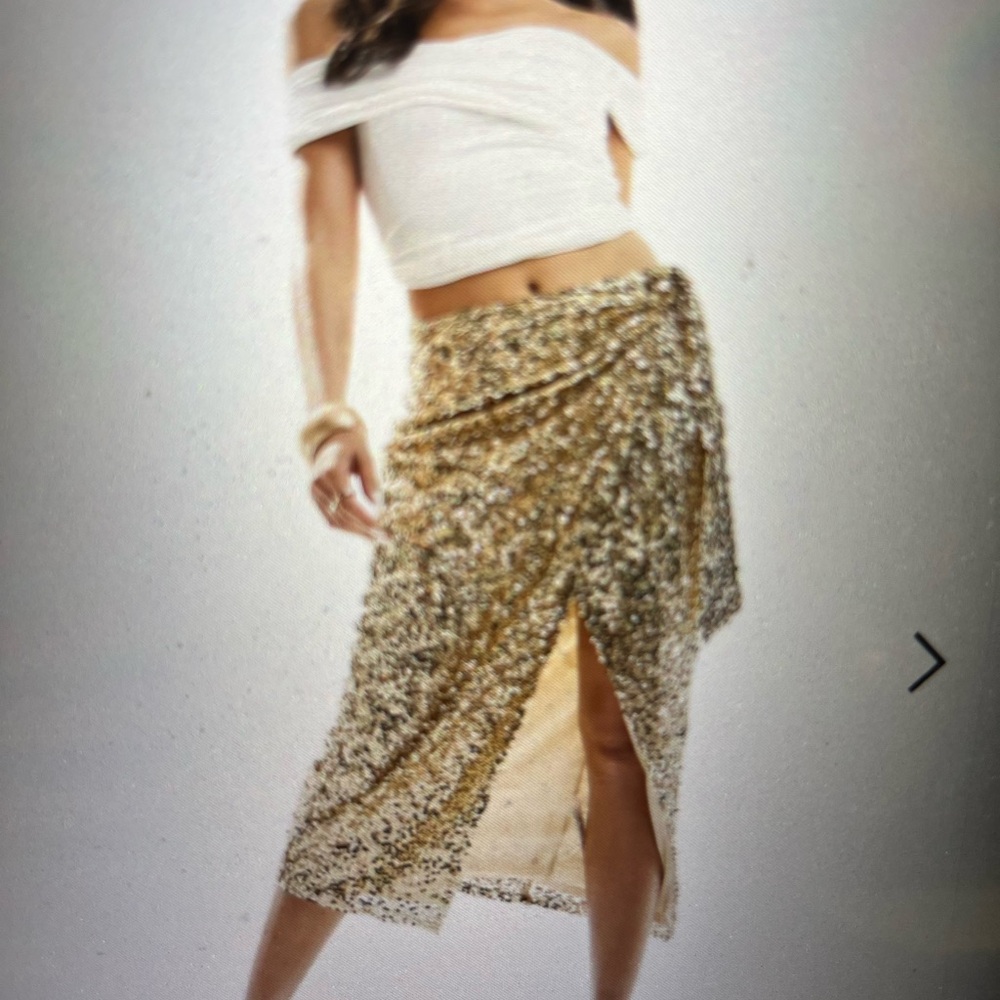 Gold Sequin Wrap Skirt